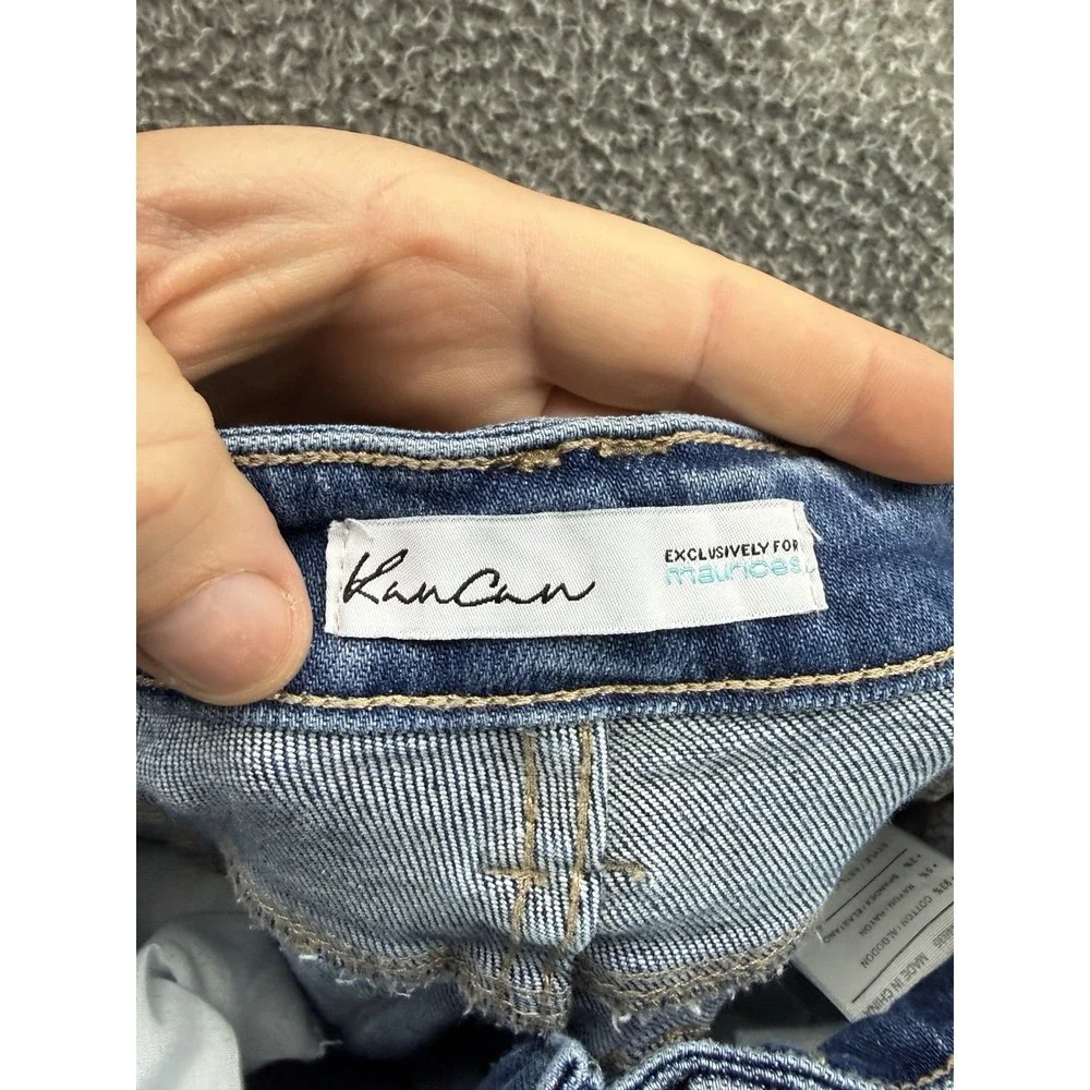 Kancan Jeans Girls 23 Blue‎ Flare High Rise Back Seam Raw Hem Distressed Denim